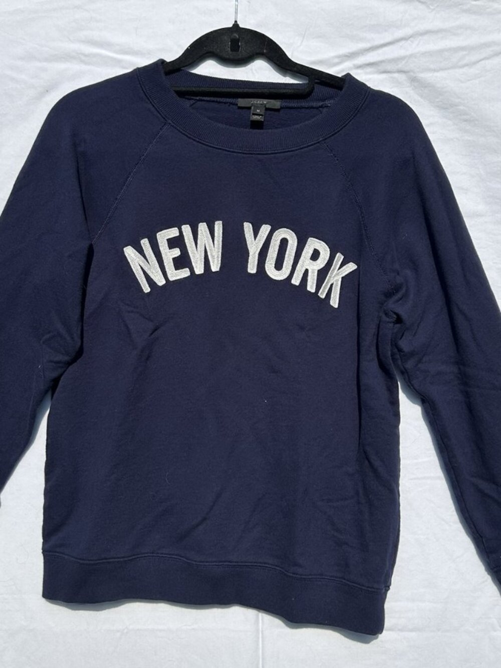 New York Sweatshirt J. Crew Womens Embroidered Navy Blue Medium